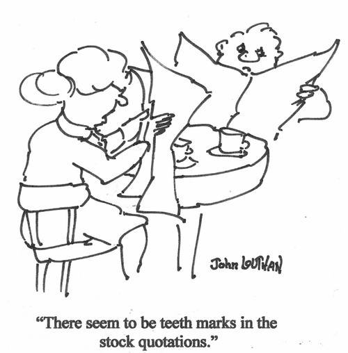 'There seem to be teeth marks in the stock quotes.'