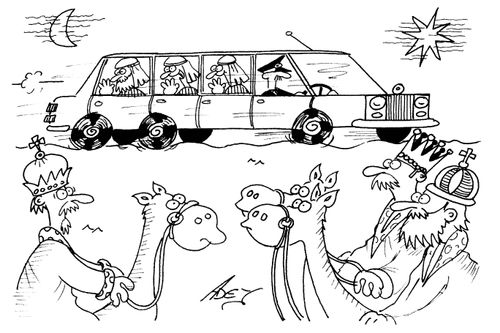 Three wise men in a limousine.