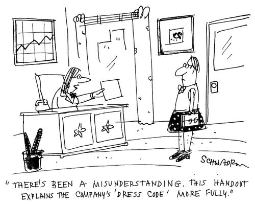 "...This handout explains the company's 'dress code' more fully."