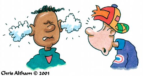 Kid with cotton wool in his ears