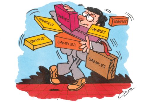 Man overloaded with samples