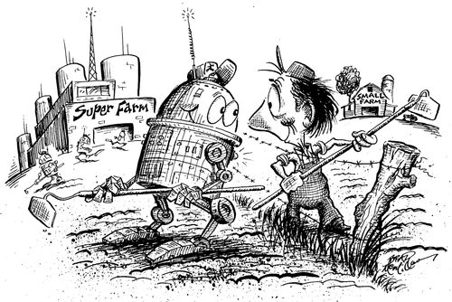 Small time farmer sees Superfarm robots next door
