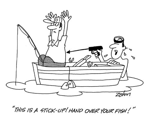 'This is a stick-up! Hand over your fish!'
