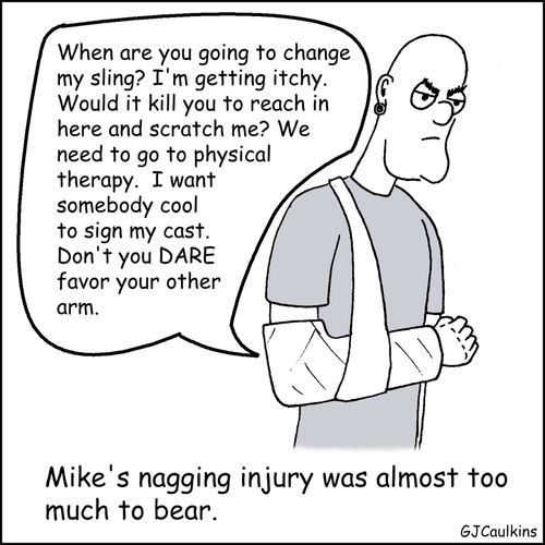 Mike's nagging injury was almost too much to bear.