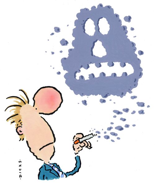 Cigarette Ash has made evil face.
