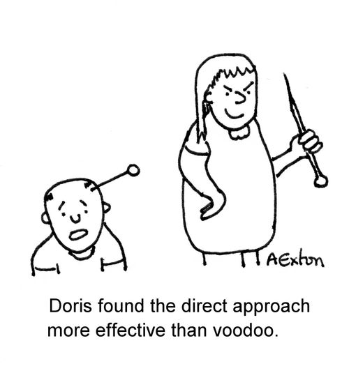 Doris found the direct approach more effective than voodoo.