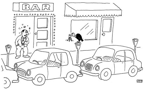 Vulture Waiting Outside Bar with Car Keys.
