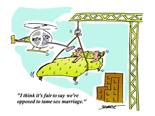 'I think it's fair to say we're opposed to tame sex marriage.'