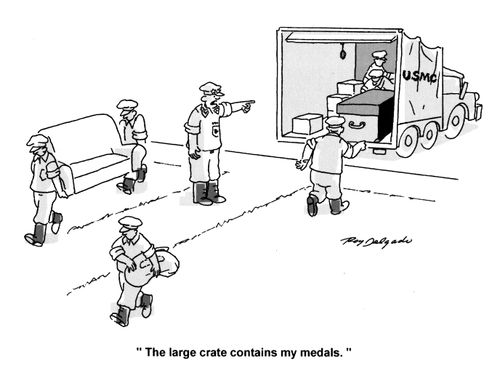 'The large crate contains my medals.'