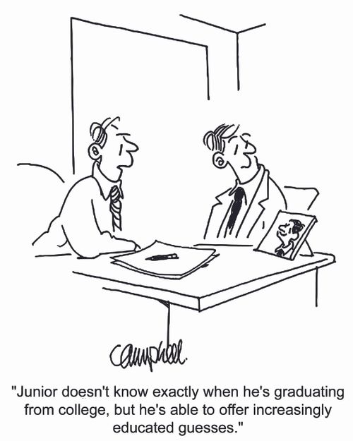 'Junior doesn't know exactly when he's graduating from college, but he's able to offer increasingly educated guesses.'