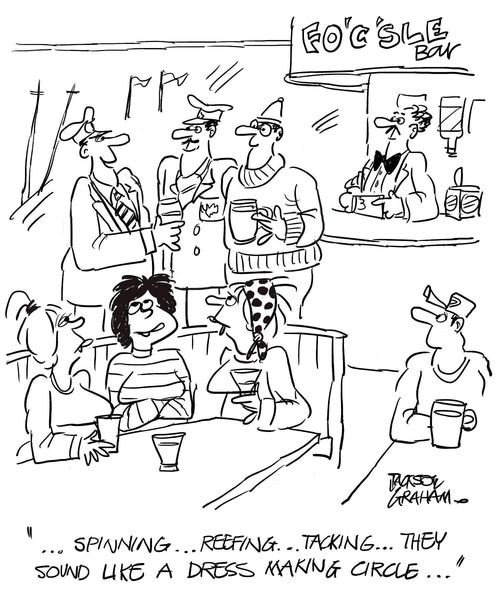 "Spinning, reefing, tacking...they sound like a dress making circle."