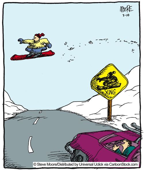 Snowboard crossing.