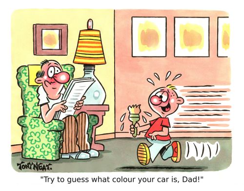 'Try to guess what colour your car is, Dad!'