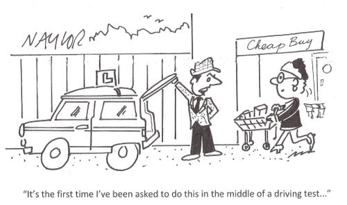 'It's the first time I've been asked to do this in the middle of a driving test. . .'
