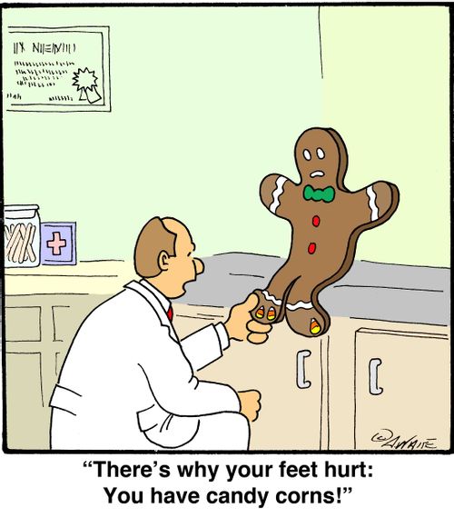'There's why your feet hurt: You have candy corns!'