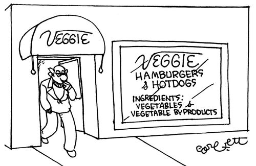 Veggie Hamburgers & Hotdogs. . .Ingredients: vegetables & vegetable byproducts.