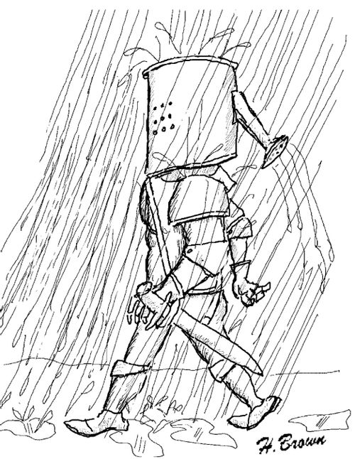 Watering can helmet.