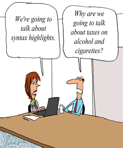 'We're going to talk about syntax highlights.'