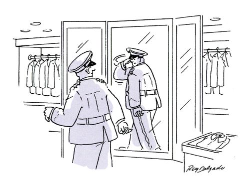 Saluting reflection.
