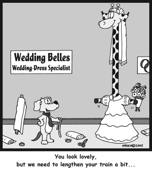 'You look lovely, but we need to lengthen your train a bit...'
