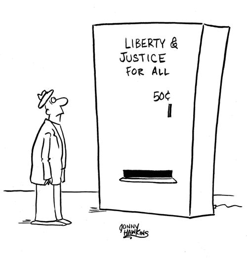 Man sees vending machine, 'Liberty and Justice For All ... 50 cents.'