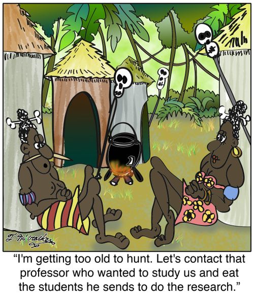I'm getting too old to hunt. Let's contact that professor who wanted to study us and eat the students he sends to do the research.
