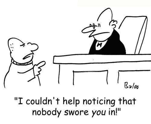 'I couldn't help noticing that nobody swore YOU in!'