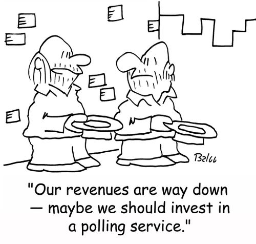 'Our revenues are way down - maybe we should invest in a polling service.'