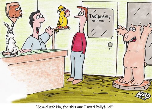 'Saw-dust? No, for this one I used Pollyfilla!'
