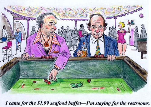 'I came for the $1.99 seafood buffet--I'm staying for the restrooms.'