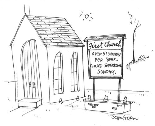 Church Open 51 Sundays Per Year, Closed Superbowl Sunday