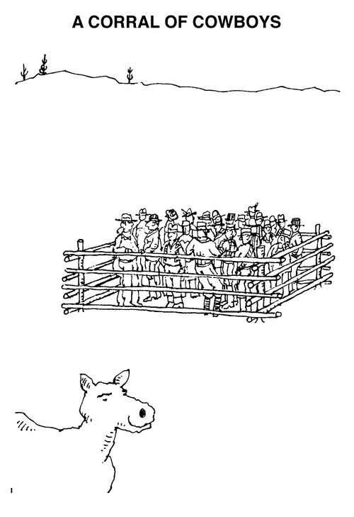 A corral of cowboys