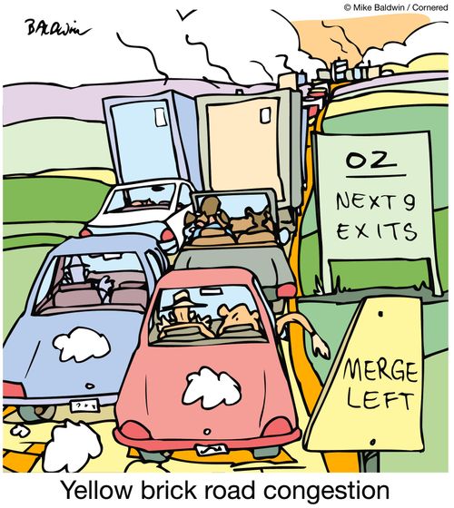 Yellow brick road congestion.