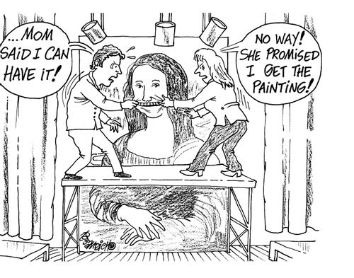 '...Mom said i can have it!'  'No way! She promised I get the painting!'