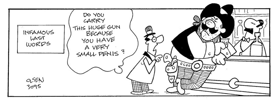 'Do you carry this huge gun because you have a very small penis?'