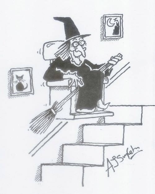 Witch on stair lift.
