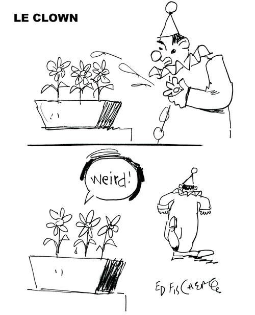 Clown Watering Flowers