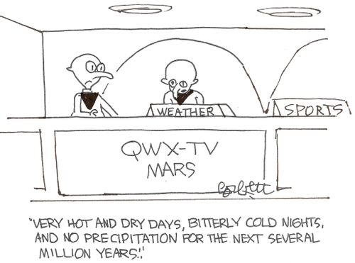 TV - MARS, weather: 'Very hot and dry days, bitterly cold nights and no precipitation for the next several million years!'
