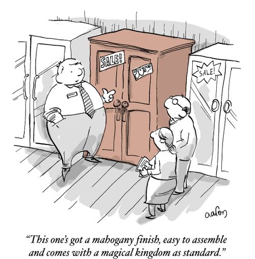 'This one's got a mahogany finish, easy to assemble and comes with a magical kingdom as standard.'