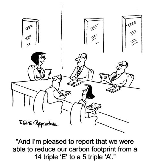 'And I'm pleased to report that we were able to reduce our carbon footprint...'