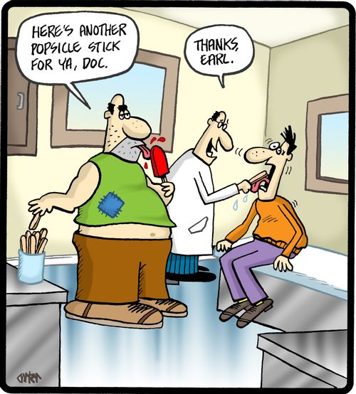 'Here's another popsicle stick for ya, Doc.'