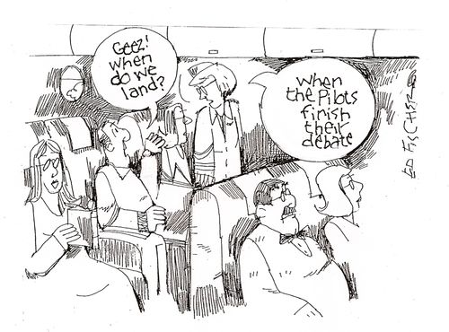 Pilot debating.