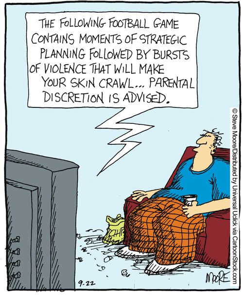 'The following football game contains moments of strategic planning followed by bursts of violence...'