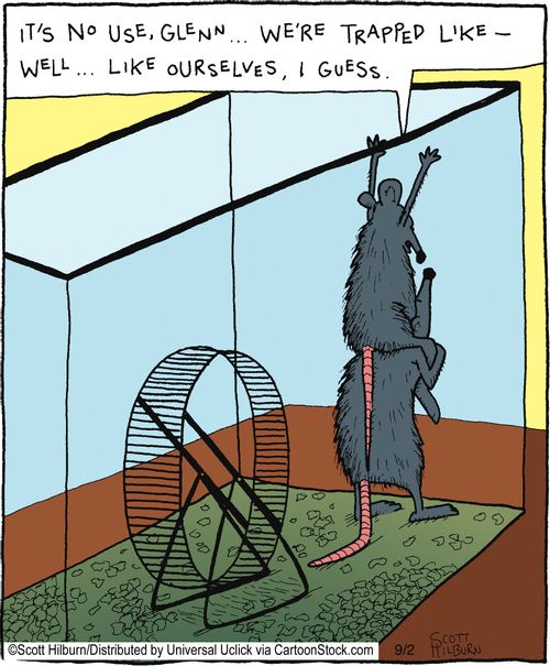 It's no use, Glenn... We're trapped like - well... Like ourselves, I guess.