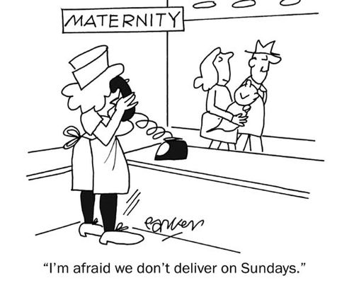 'I'm afraid we don't deliver on Sundays.'