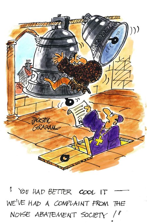 "Youd better cool it, we've had a complaint from the noise abatement society!"