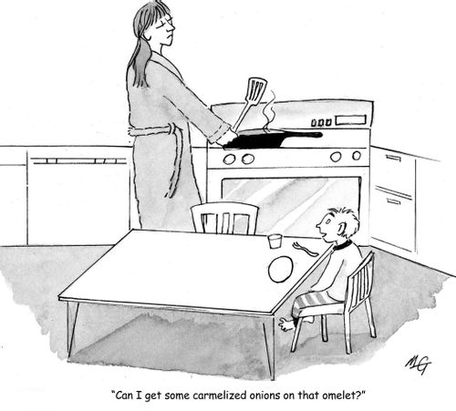 'Can I get some carmelized onions on that omelet?'