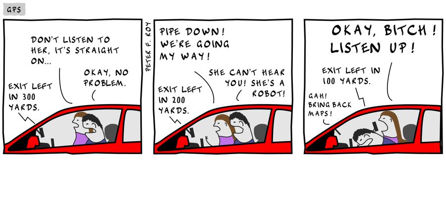'Exit left in 300 yards.' 