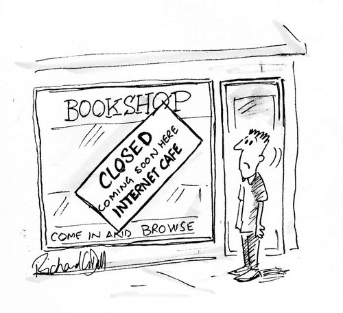 Bookshop: Closed, Coming Soon Here Internet Cafe.
