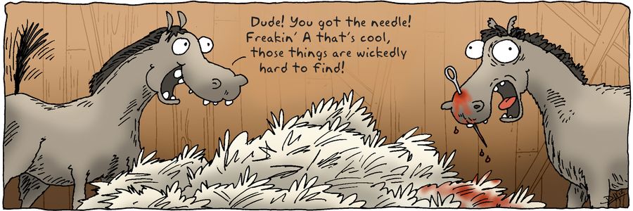 'Dude! You got the needle! Freakin' A that's cool, those things are wickedly hard to find!'